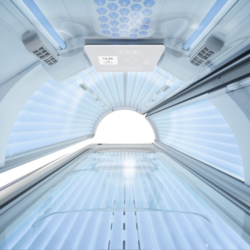 Interior of the Ergoline Vitality 46/3 PLT tanning bed