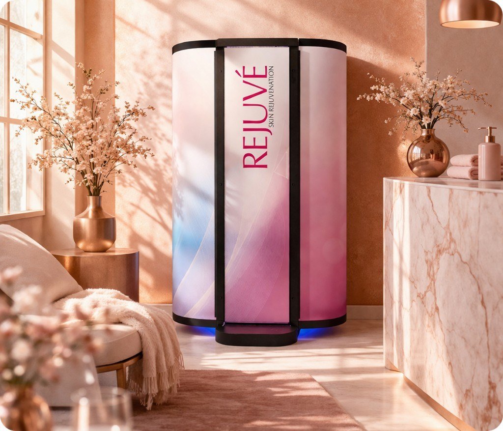 EXCELL Rejuvé skin rejuvenation booth in a luxury spa setting